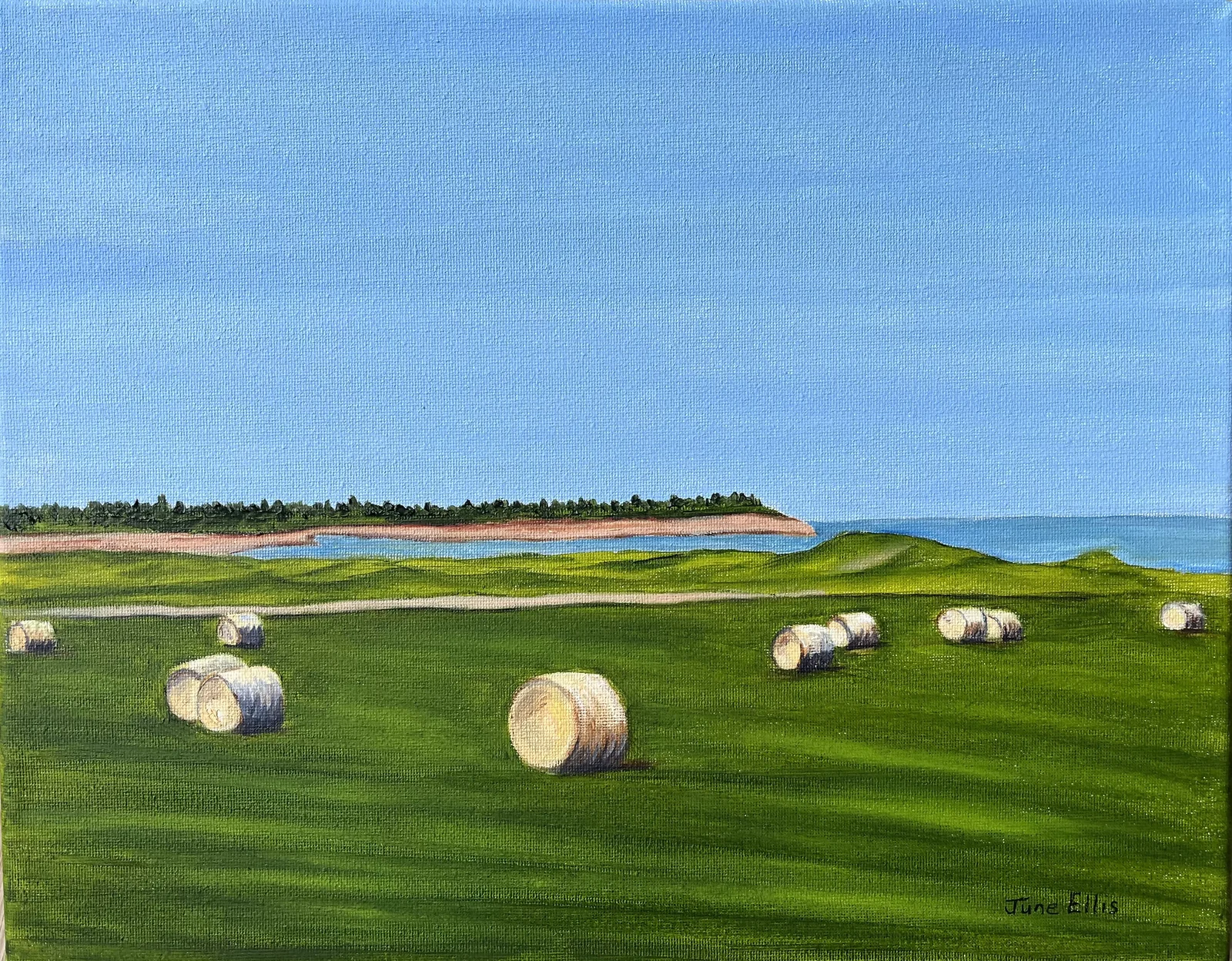 Bales to the Shore, original painting by PEI artist June Ellis