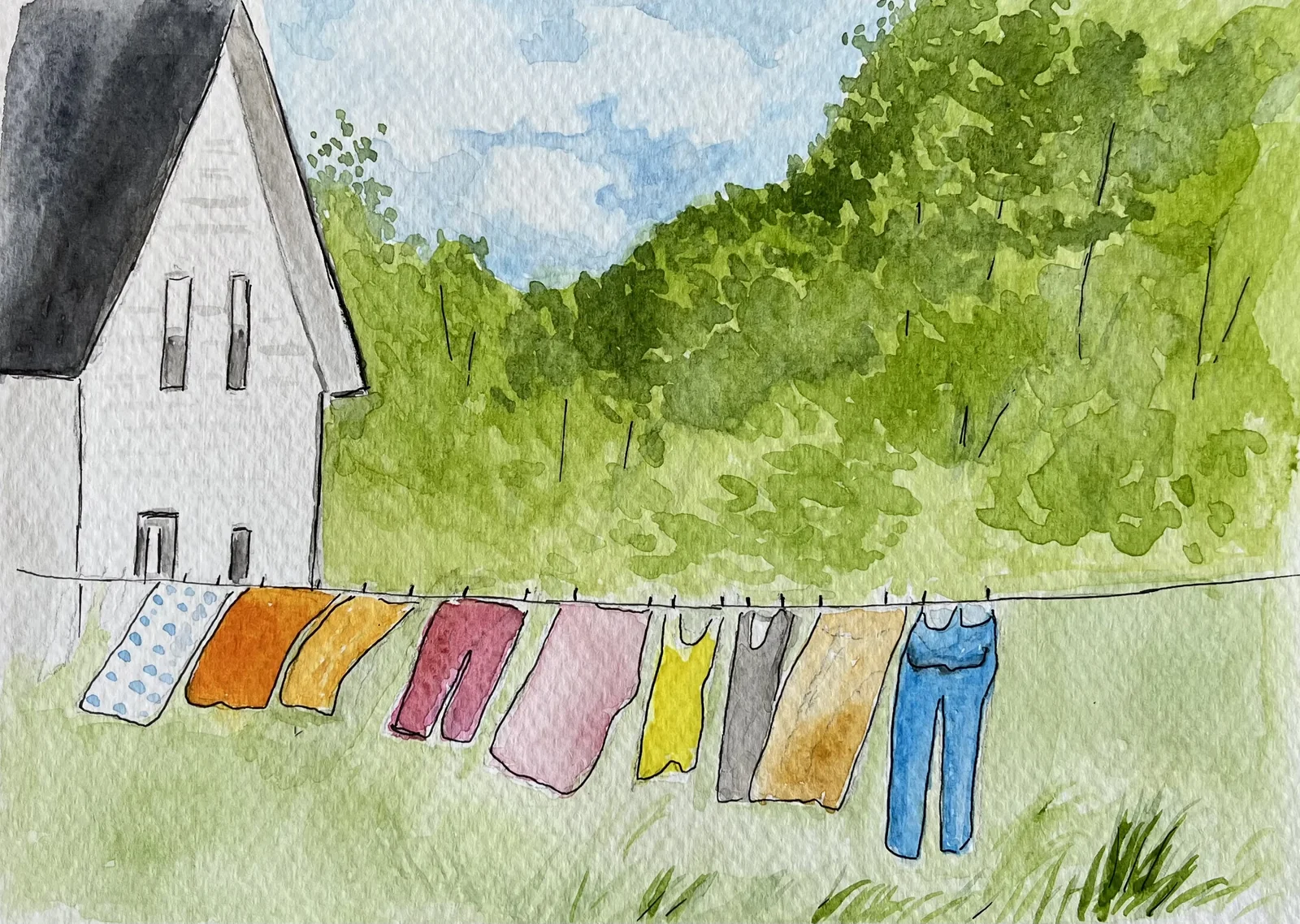 Clothes on the Line, fine art print by PEI artist June Ellis
