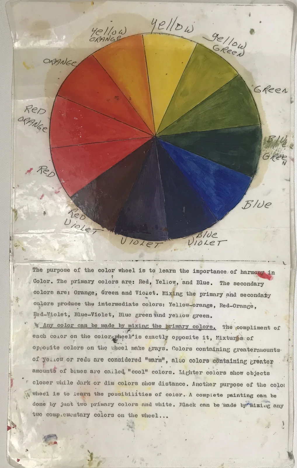 The colour wheel June made when she first started taking art classes, still used with beginner students
